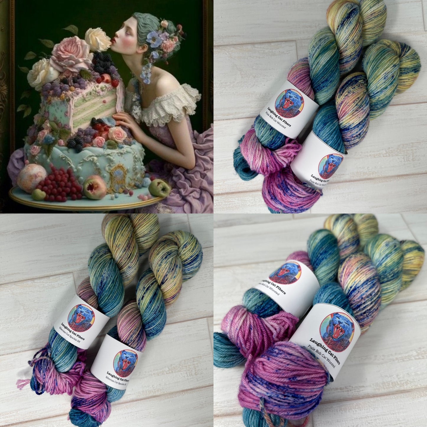 "Let Them Eat Cake" on Various Yarn Bases