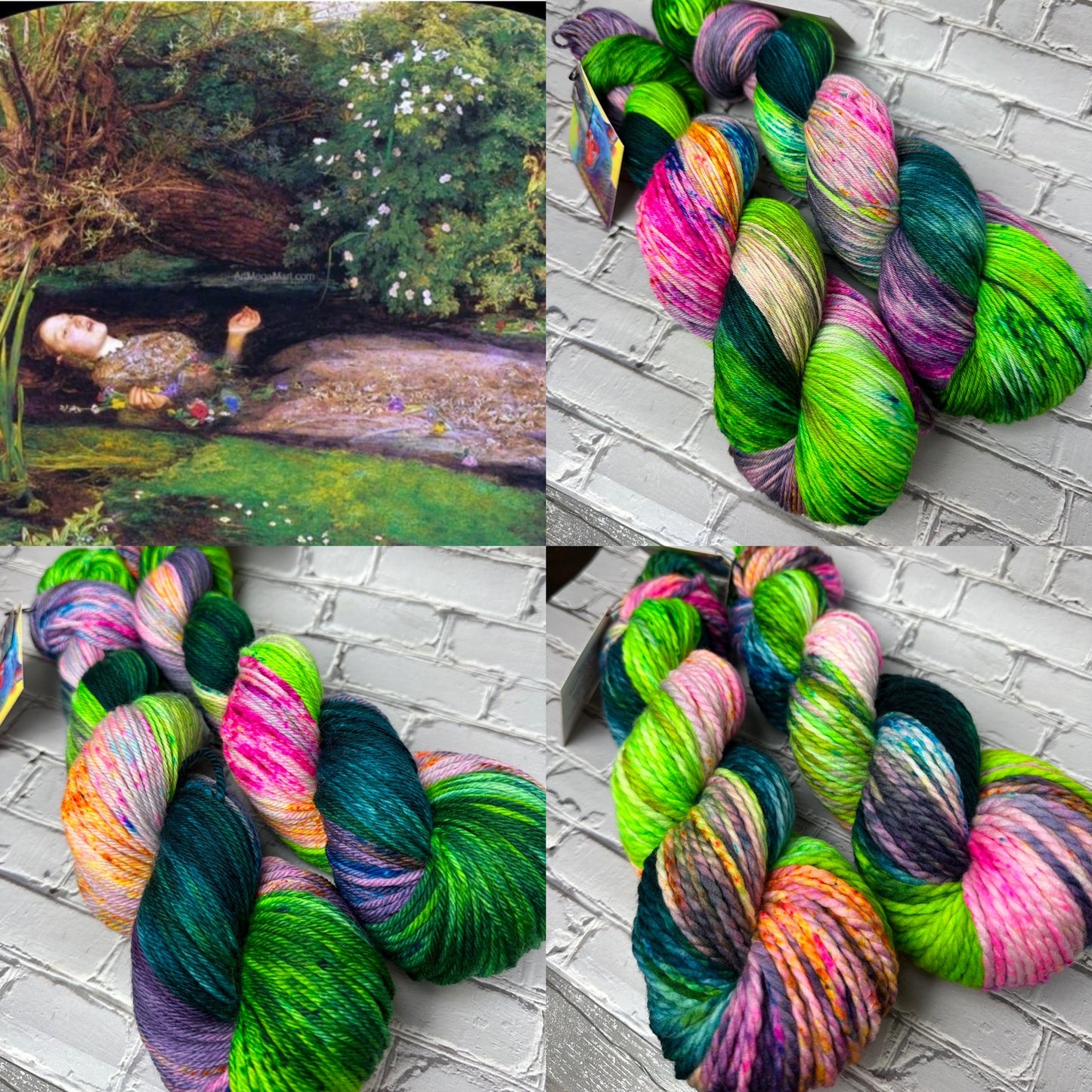 "Ophelia" on Various Yarn Bases