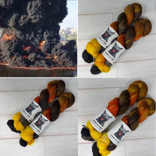 "Cuyahoga River 1969" on Various Yarn Bases