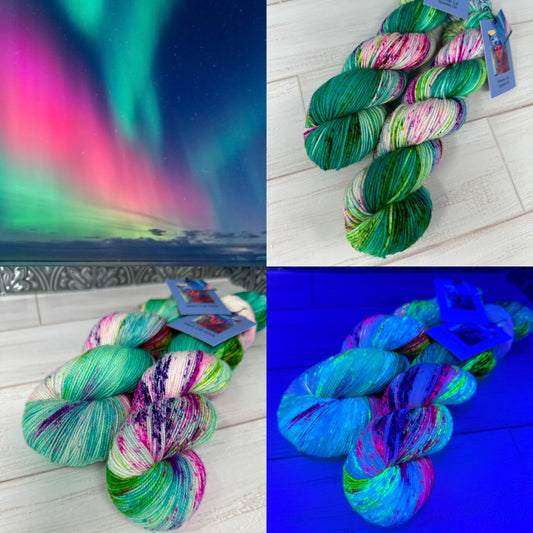 "Aurora Borealis-Teal Tails" Colorway on Various Yarn Bases