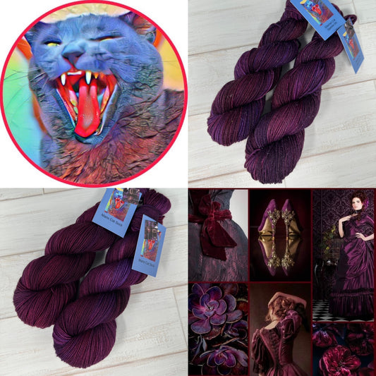 "Violet Bordello" on Various Yarn Bases