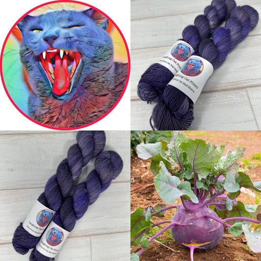 "Purple Kohlrabi" on Various Yarn Bases
