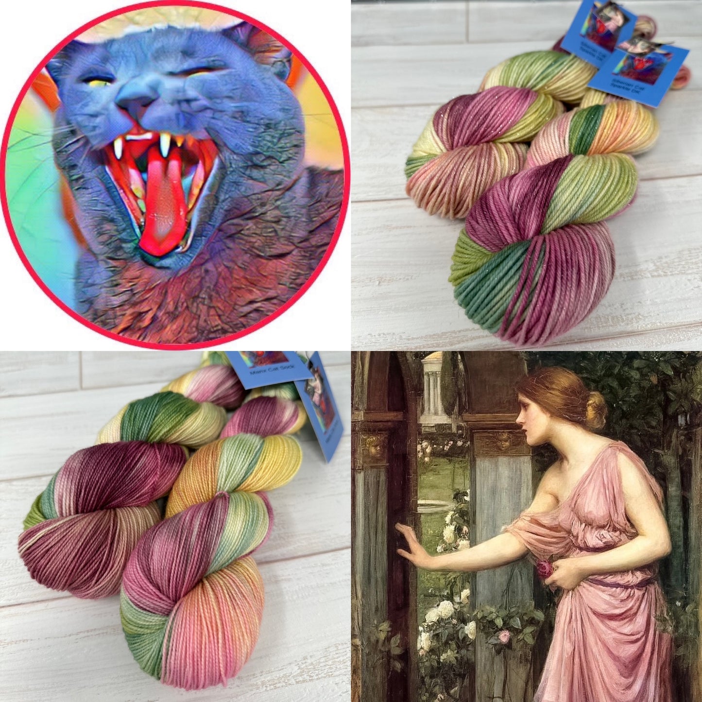 "Psyche Entering Cupid's Garden" on Various Yarn Bases