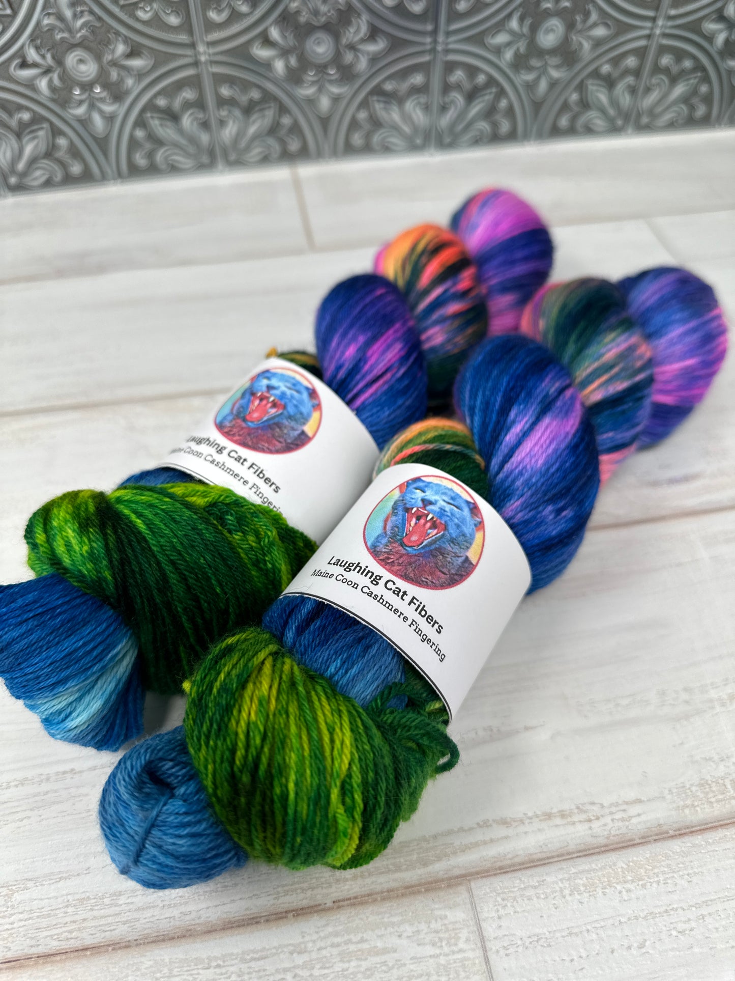 "Cartwheel Galaxy" on Various Yarn Bases