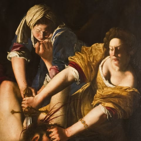 Artistic depiction of a woman with a severed head, possibly from a classical or historical painting.