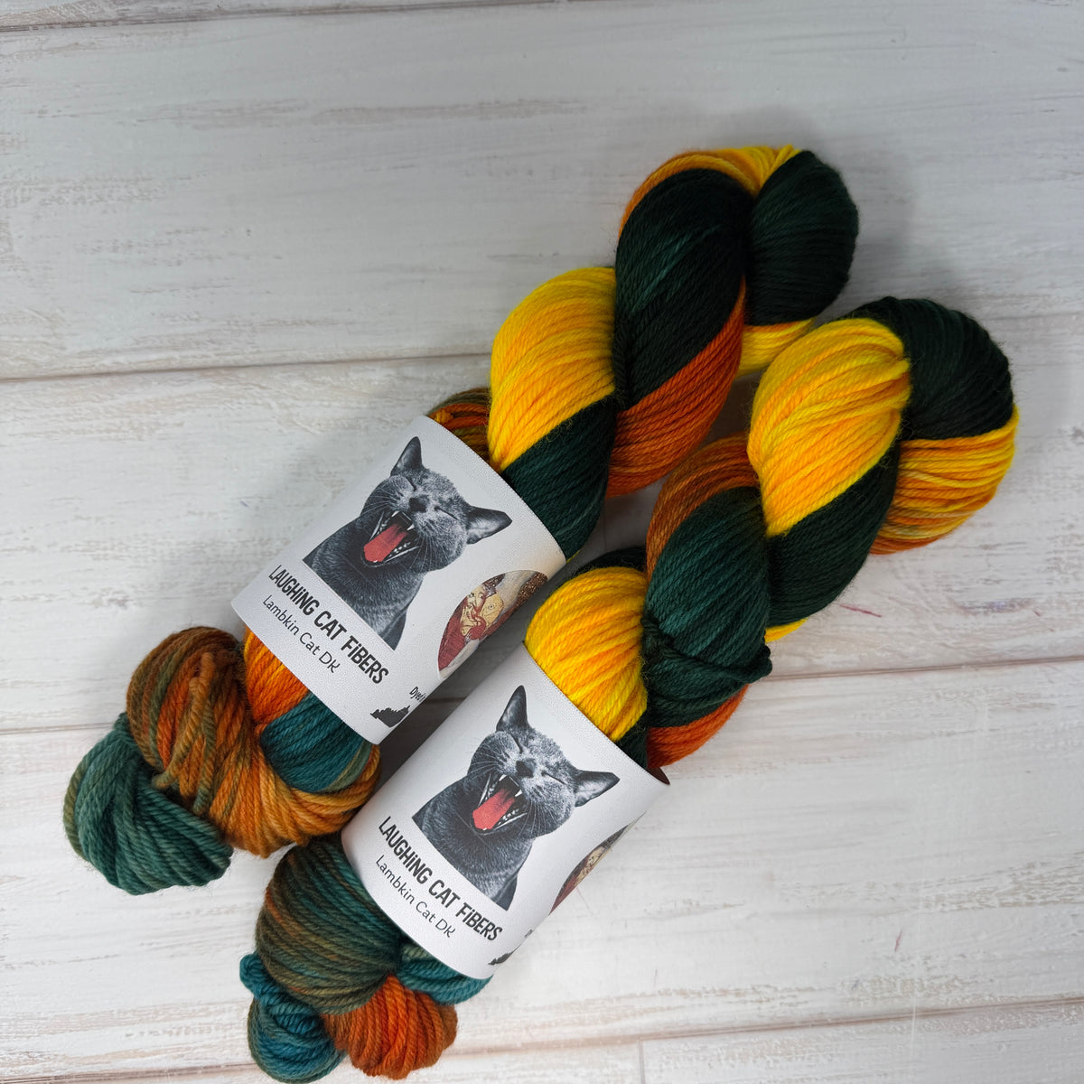 Laughing Cat Fibers yarn in Goldfish colorway Lambkin DK