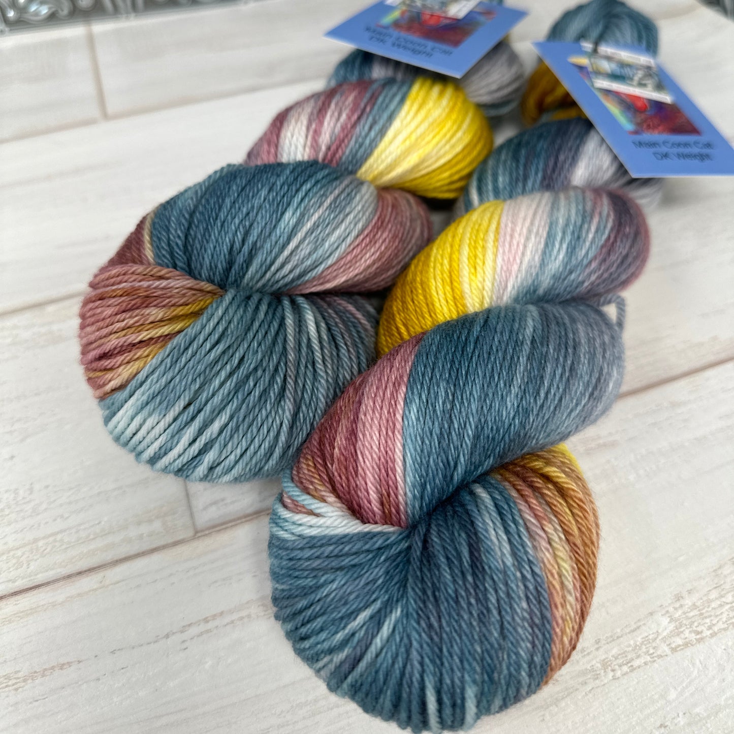 Multicolored skeins of yarn hand dyed inspired by the banned book Where the Wild Things Are