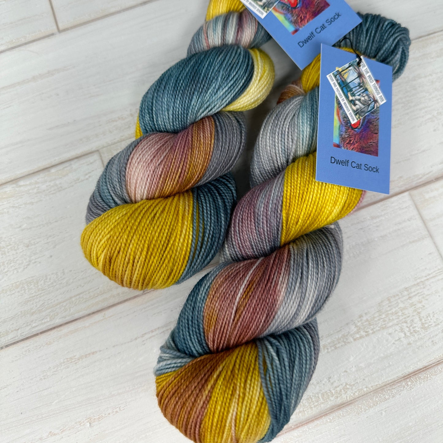 Multicolored skeins of yarn inspired by banned book Where the Wild Things Are
