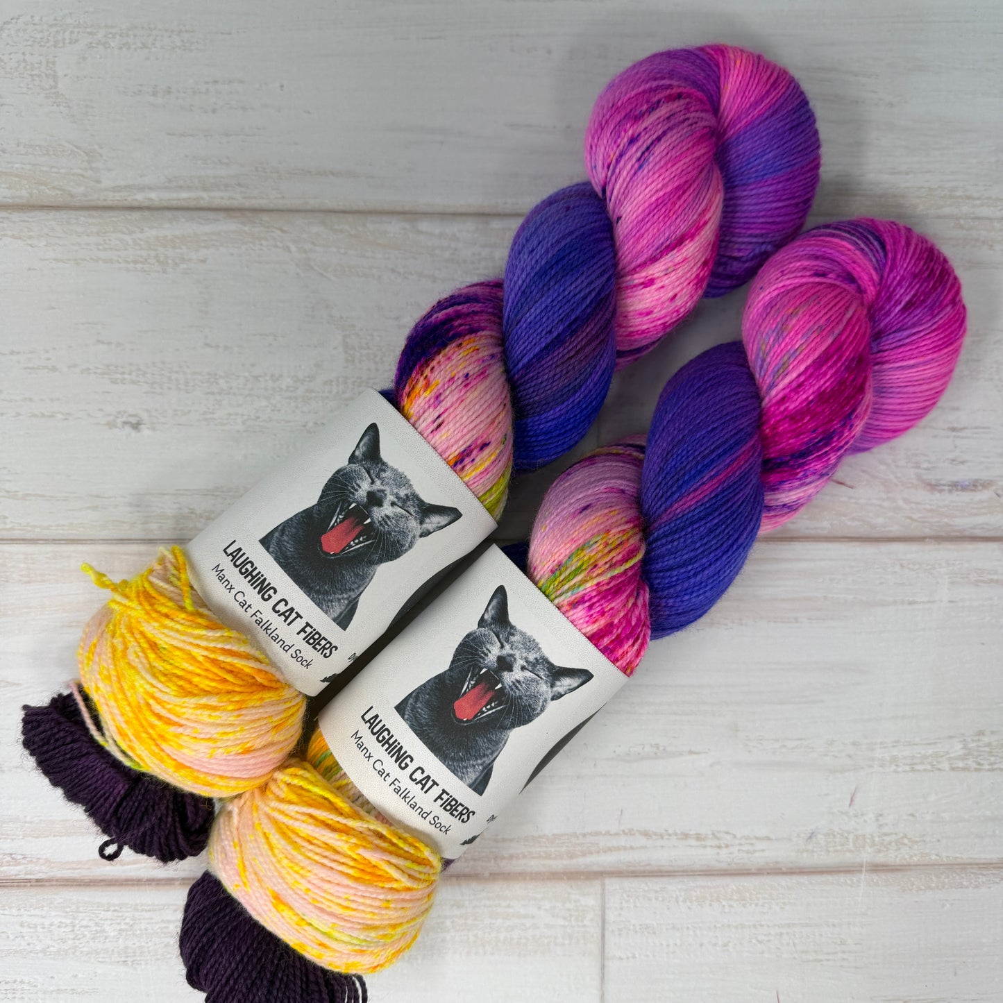 Laughing Cat Fibers hand dyed Manx Cat Yarn Crab Nebula