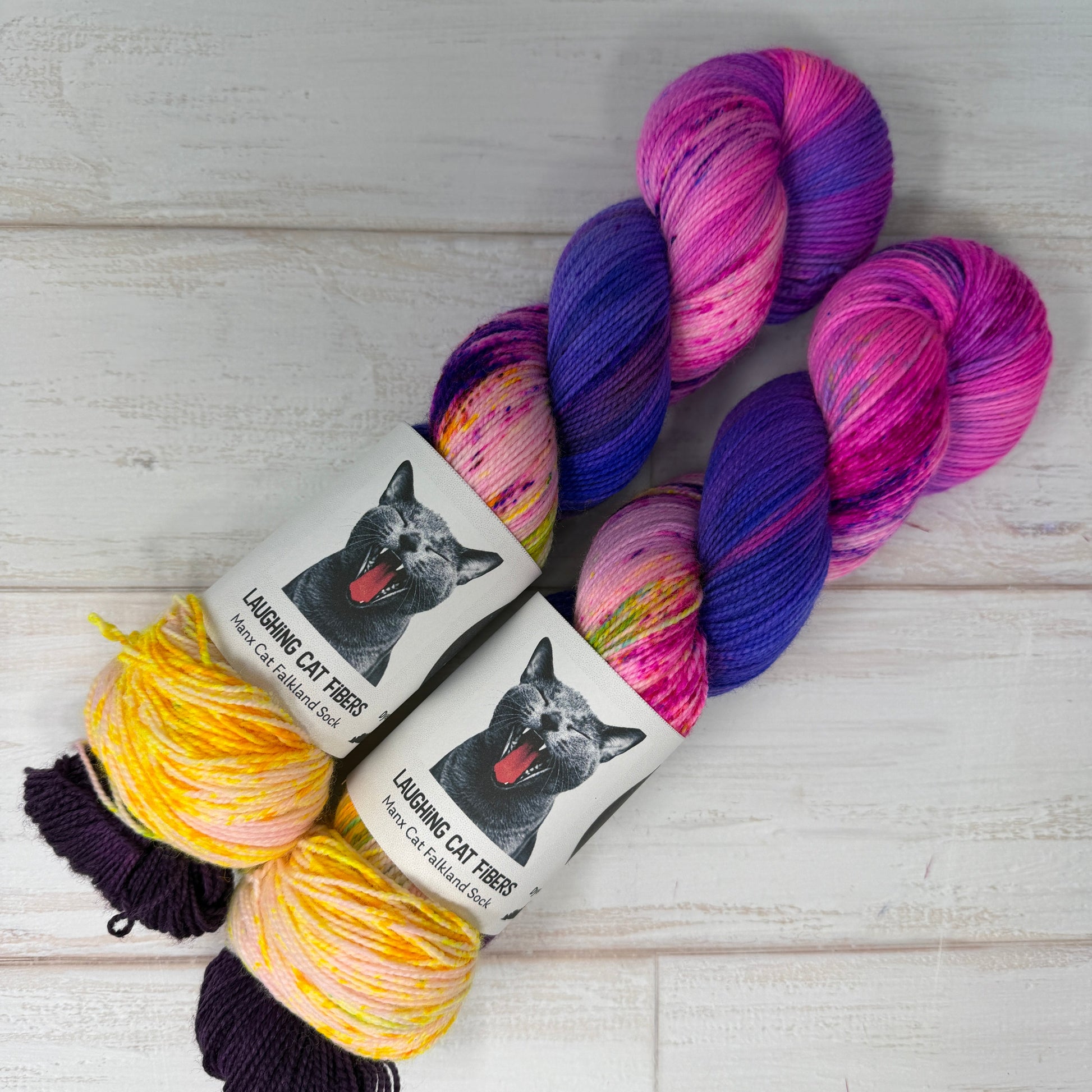 Laughing Cat Fibers hand dyed Manx Cat Yarn Crab Nebula