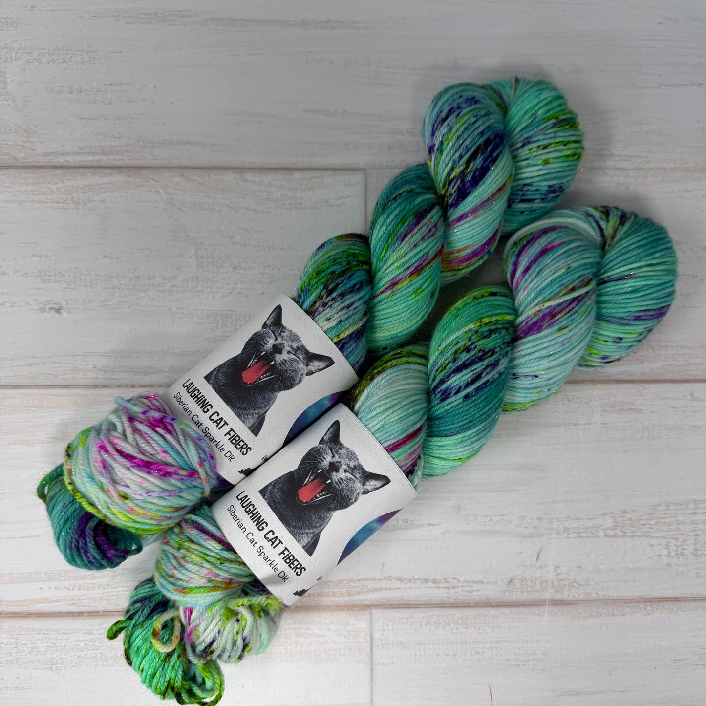 UV reactive dyed yarn by Laughing Cat Fibers Aurora Borealis
