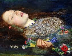 close up of the painting Ophelia 