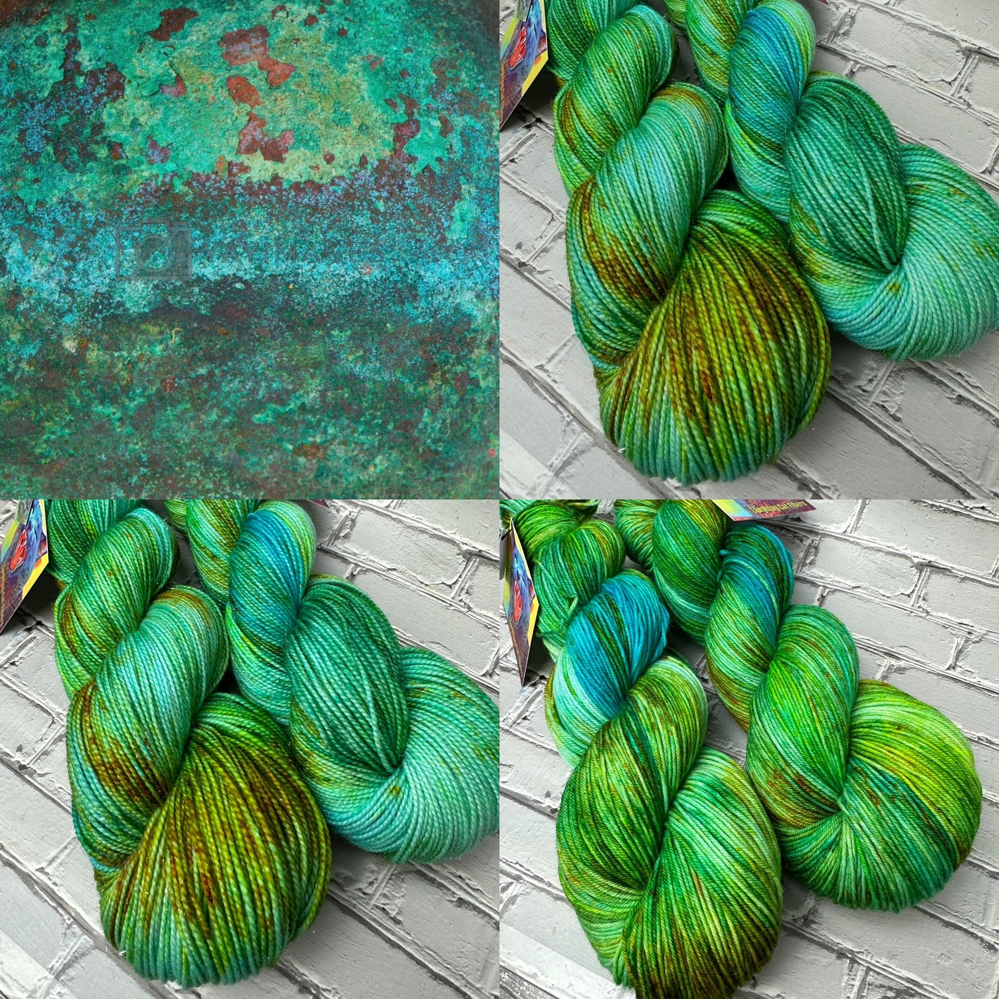 pictures of colorful green yarn 
