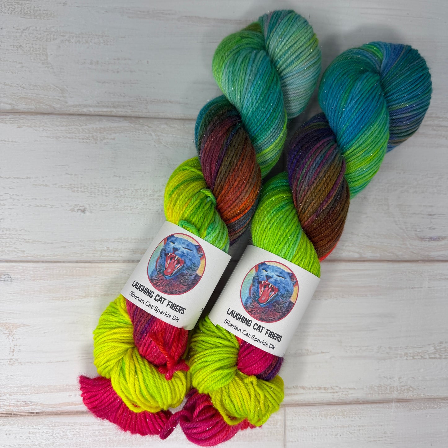 hand dyed sparkle sock yarn by Laughing Cat Fibers