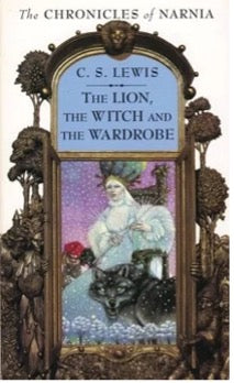Book cover of 'The Lion, the Witch and the Wardrobe' by C.S. Lewis with ornate design and illustration.
