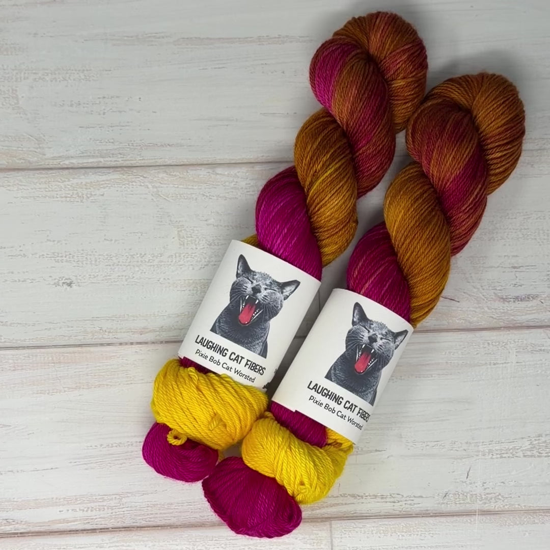 video clip of yarn in the All Boys Aren't Blue colorway by Laughing Cat Fibers