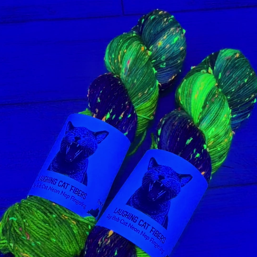 video clip of Something Wicked yarn  under black light 