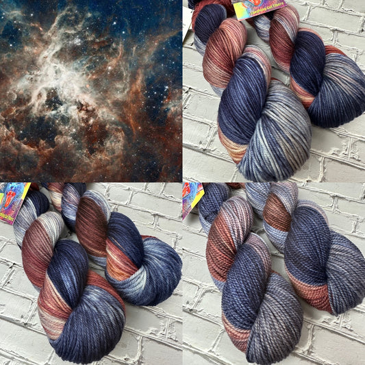 "Tarantula Nebula" on Various Yarn Bases